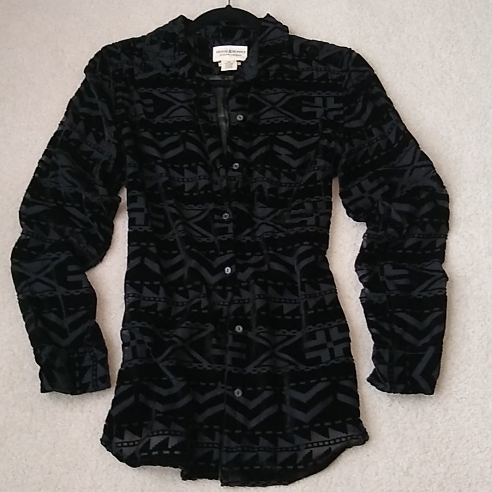 RALPH LAUREN DENIM & SUPPLY Velvet Etched Aztec Print Top Size M